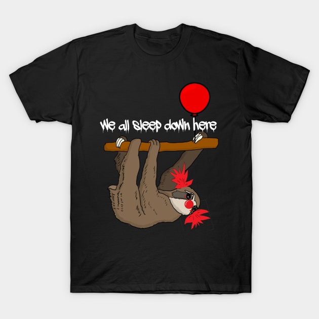 Scary Sloth Clown Print T-Shirt by BasicBeach